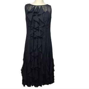 Adrianna Papell Ruffle Black Sleeveless Dress 10